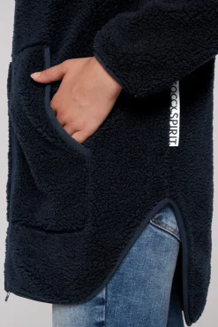 CAMP DAVID & SOCCX Lange Kapuzenjacke aus Teddyplüsch blue navy bluenavy Hot