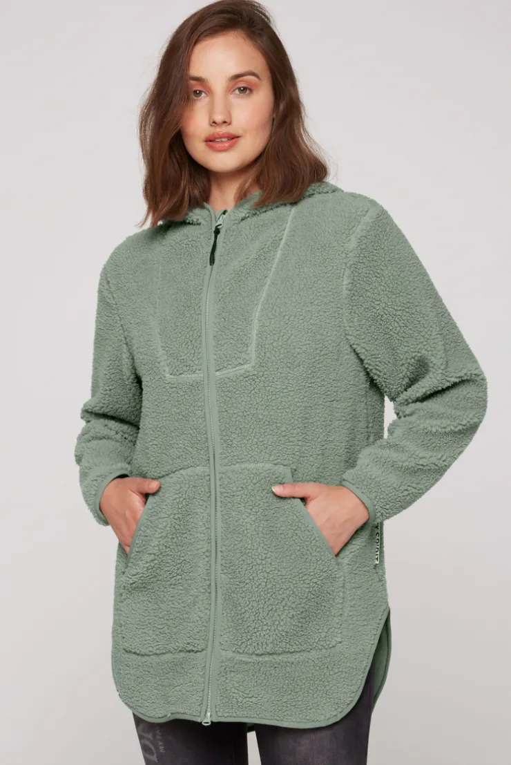 CAMP DAVID & SOCCX Lange Kapuzenjacke aus Teddyplüsch muted aqua mutedaqua Online
