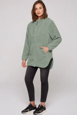 CAMP DAVID & SOCCX Lange Kapuzenjacke aus Teddyplüsch muted aqua mutedaqua Online