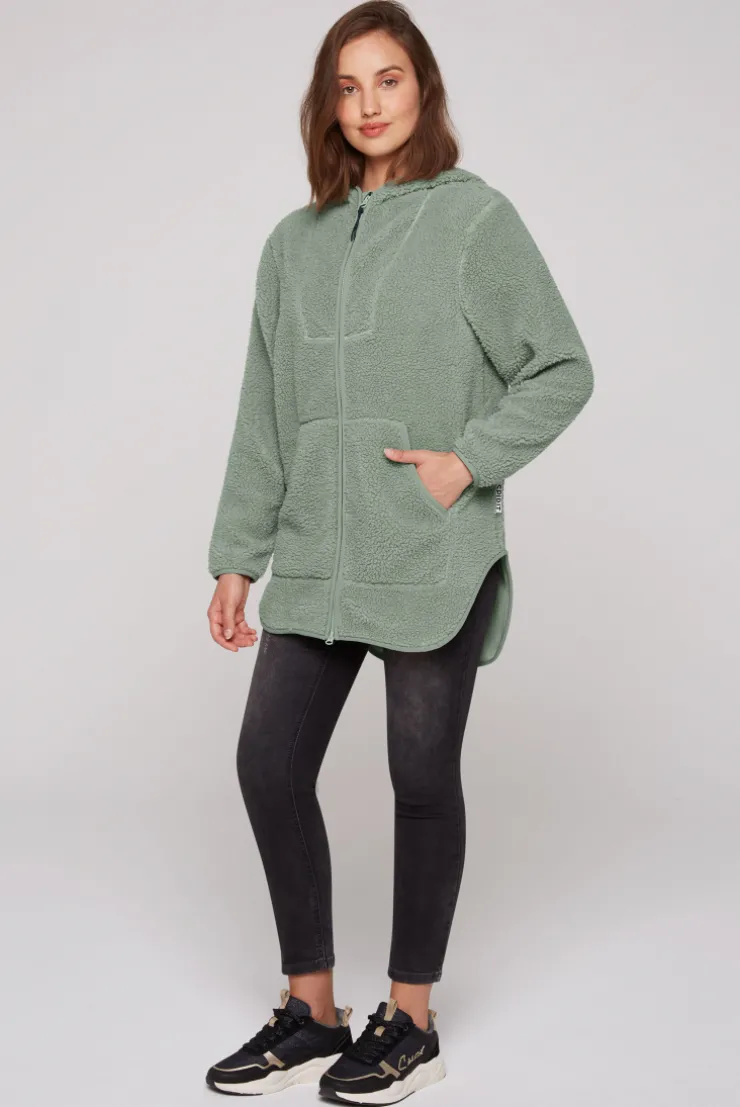 CAMP DAVID & SOCCX Lange Kapuzenjacke aus Teddyplüsch muted aqua mutedaqua Online