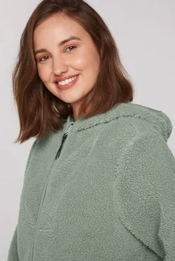 CAMP DAVID & SOCCX Lange Kapuzenjacke aus Teddyplüsch muted aqua mutedaqua Online