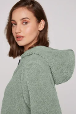CAMP DAVID & SOCCX Lange Kapuzenjacke aus Teddyplüsch muted aqua mutedaqua Online