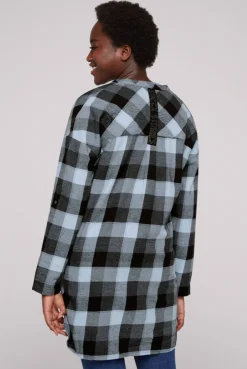 CAMP DAVID & SOCCX Lange Karobluse aus Flanell cozy blue cozyblue Shop