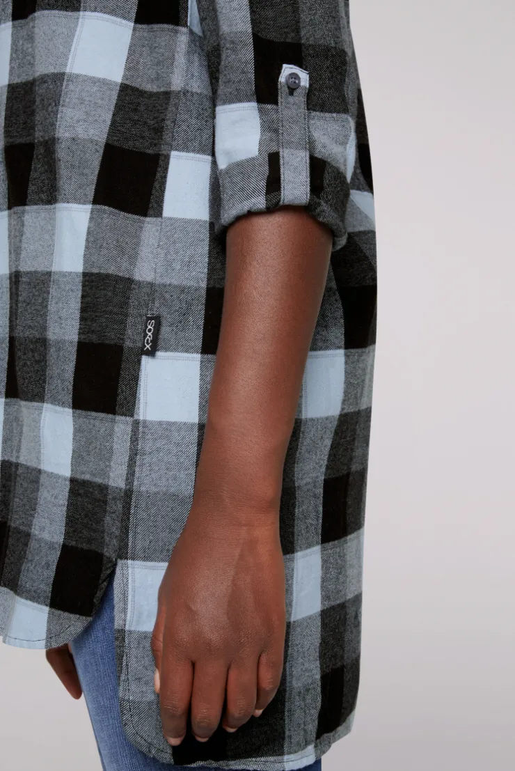CAMP DAVID & SOCCX Lange Karobluse aus Flanell cozy blue cozyblue Shop