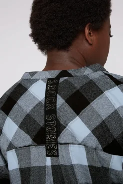 CAMP DAVID & SOCCX Lange Karobluse aus Flanell cozy blue cozyblue Shop