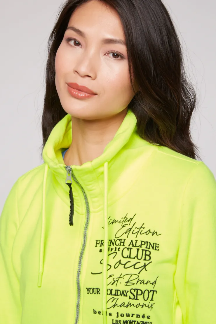 CAMP DAVID & SOCCX Lange Sweatjacke mit hohem Kragen yellow lime yellowlime Clearance