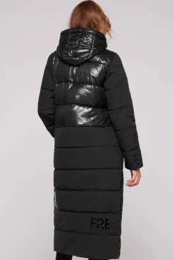 CAMP DAVID & SOCCX Langer Steppmantel im Materialmix black Clearance