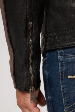 CAMP DAVID & SOCCX Lederjacke mit Racing-Streifen am Ärmel black Best Sale