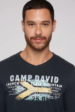 CAMP DAVID & SOCCX Longsleeve mit Flockprint blue navy bluenavy Flash Sale