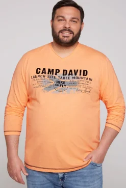 CAMP DAVID & SOCCX Longsleeve mit Flockprint sunrise orange sunriseorange Cheap