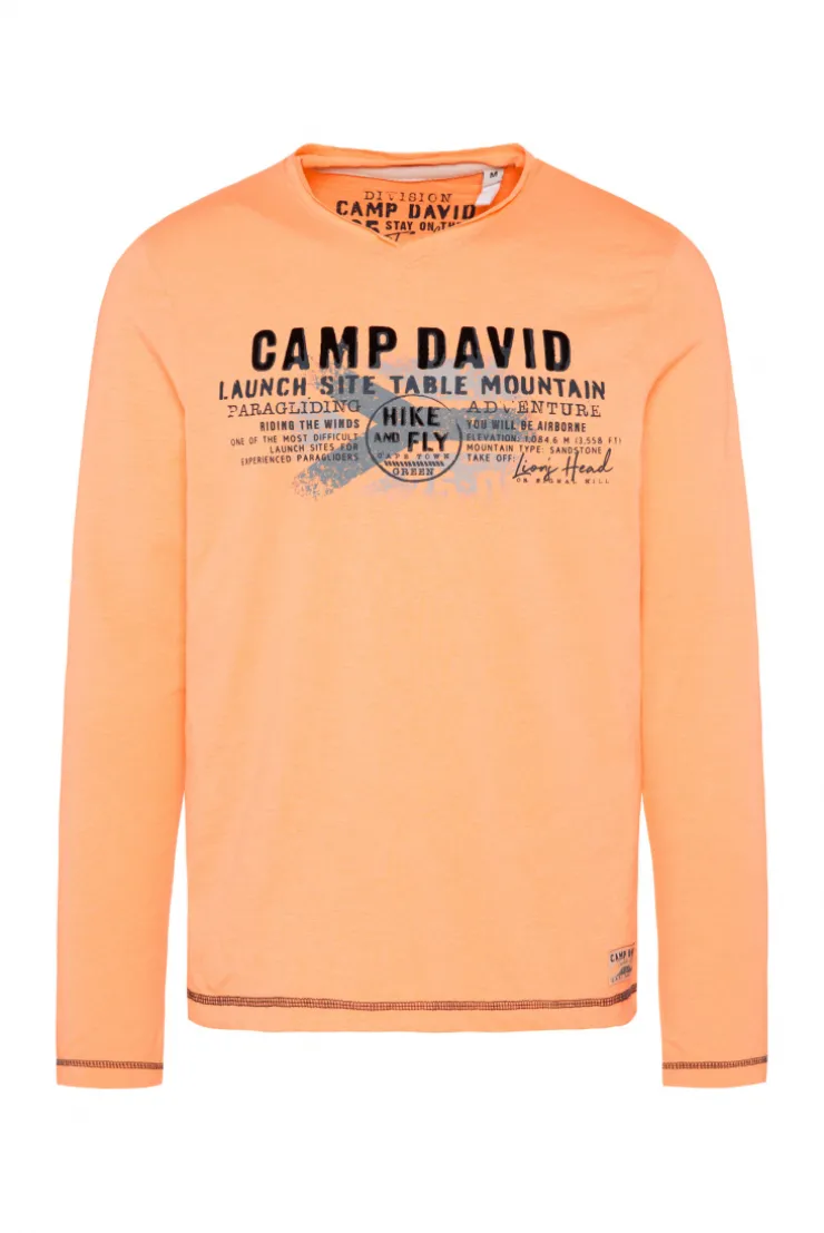 CAMP DAVID & SOCCX Longsleeve mit Flockprint sunrise orange sunriseorange Cheap