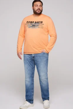 CAMP DAVID & SOCCX Longsleeve mit Flockprint sunrise orange sunriseorange Cheap
