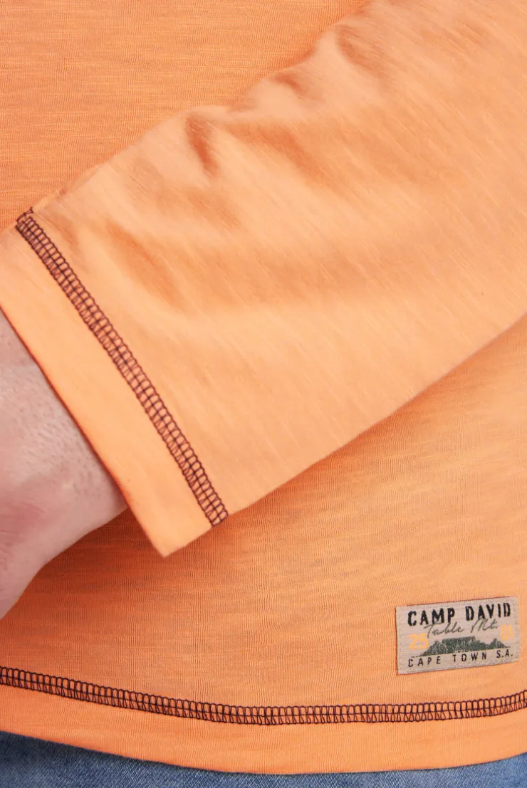 CAMP DAVID & SOCCX Longsleeve mit Flockprint sunrise orange sunriseorange Cheap