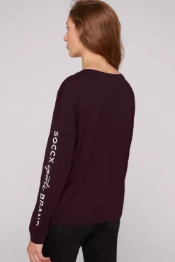 CAMP DAVID & SOCCX Longsleeve mit Logo Prints und verstellbaren Elastiksaum deep plum deepplum Discount