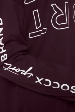 CAMP DAVID & SOCCX Longsleeve mit Logo Prints und verstellbaren Elastiksaum deep plum deepplum Discount