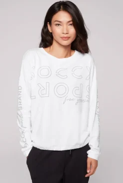 CAMP DAVID & SOCCX Longsleeve mit Logo Prints und verstellbaren Elastiksaum opticwhite Fashion