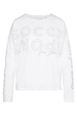 CAMP DAVID & SOCCX Longsleeve mit Logo Prints und verstellbaren Elastiksaum opticwhite Fashion