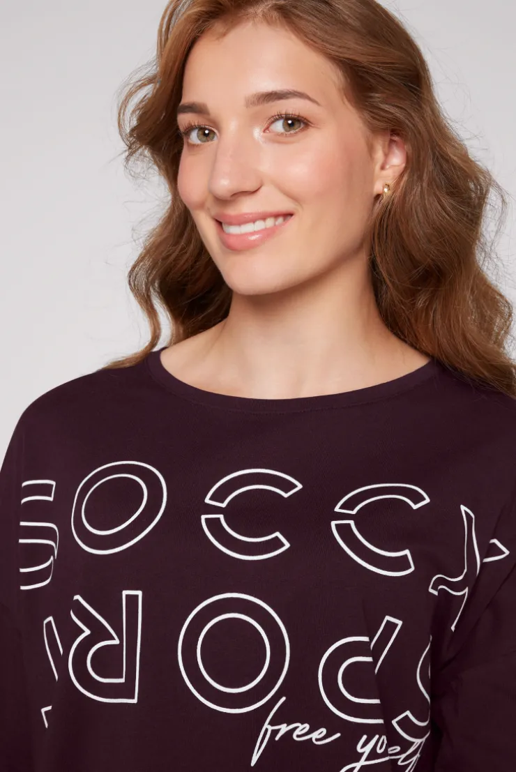 CAMP DAVID & SOCCX Longsleeve mit Logo Prints und verstellbaren Elastiksaum deep plum deepplum Flash Sale