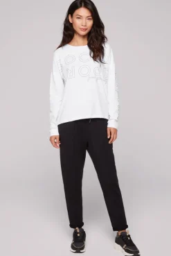 CAMP DAVID & SOCCX Longsleeve mit Logo Prints und verstellbaren Elastiksaum opticwhite Outlet
