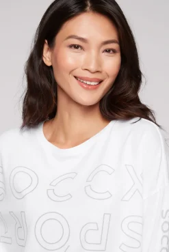 CAMP DAVID & SOCCX Longsleeve mit Logo Prints und verstellbaren Elastiksaum opticwhite Outlet