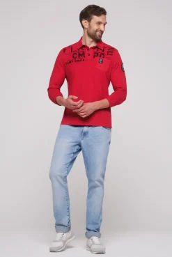 CAMP DAVID & SOCCX Longsleeve mit Polokragen und Artworks flight red flightred Cheap