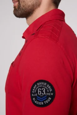 CAMP DAVID & SOCCX Longsleeve mit Polokragen und Artworks flight red flightred Cheap