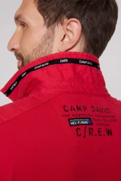 CAMP DAVID & SOCCX Longsleeve mit Polokragen und Artworks flight red flightred Cheap