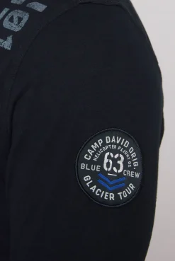 CAMP DAVID & SOCCX Longsleeve mit Polokragen und Artworks blue navy bluenavy Cheap