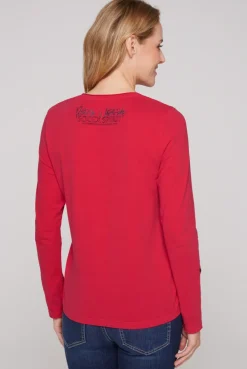 CAMP DAVID & SOCCX Longsleeve mit V-Ausschnitt und Glitter-Puff-Prints clear red clearred Cheap