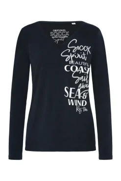 CAMP DAVID & SOCCX Longsleeve mit V-Ausschnitt und Glitter-Puff-Prints blue navy bluenavy Shop