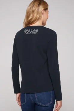 CAMP DAVID & SOCCX Longsleeve mit V-Ausschnitt und Glitter-Puff-Prints blue navy bluenavy Shop