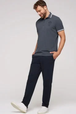 CAMP DAVID & SOCCX Meliertes Poloshirt mit Two-Tone-Details blue navy melange bluenavymelange Outlet