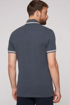 CAMP DAVID & SOCCX Meliertes Poloshirt mit Two-Tone-Details blue navy melange bluenavymelange Outlet