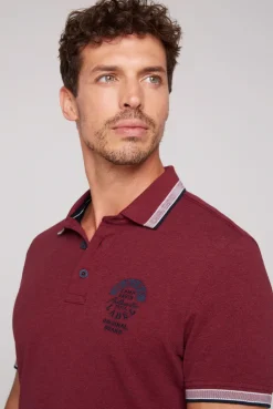 CAMP DAVID & SOCCX Meliertes Poloshirt mit Two-Tone-Details burgundy melange burgundymelange Cheap
