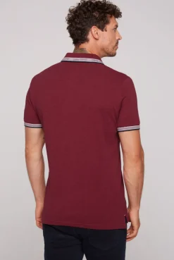 CAMP DAVID & SOCCX Meliertes Poloshirt mit Two-Tone-Details burgundy melange burgundymelange Cheap