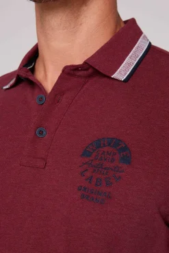 CAMP DAVID & SOCCX Meliertes Poloshirt mit Two-Tone-Details burgundy melange burgundymelange Cheap