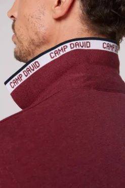 CAMP DAVID & SOCCX Meliertes Poloshirt mit Two-Tone-Details burgundy melange burgundymelange Cheap