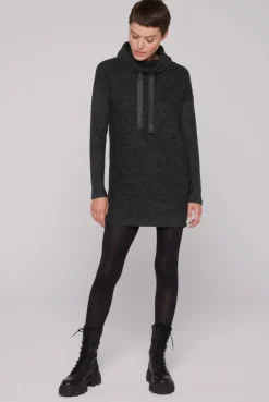 CAMP DAVID & SOCCX Meliertes Strickkleid mit Rollkragen black melange blackmelange Discount
