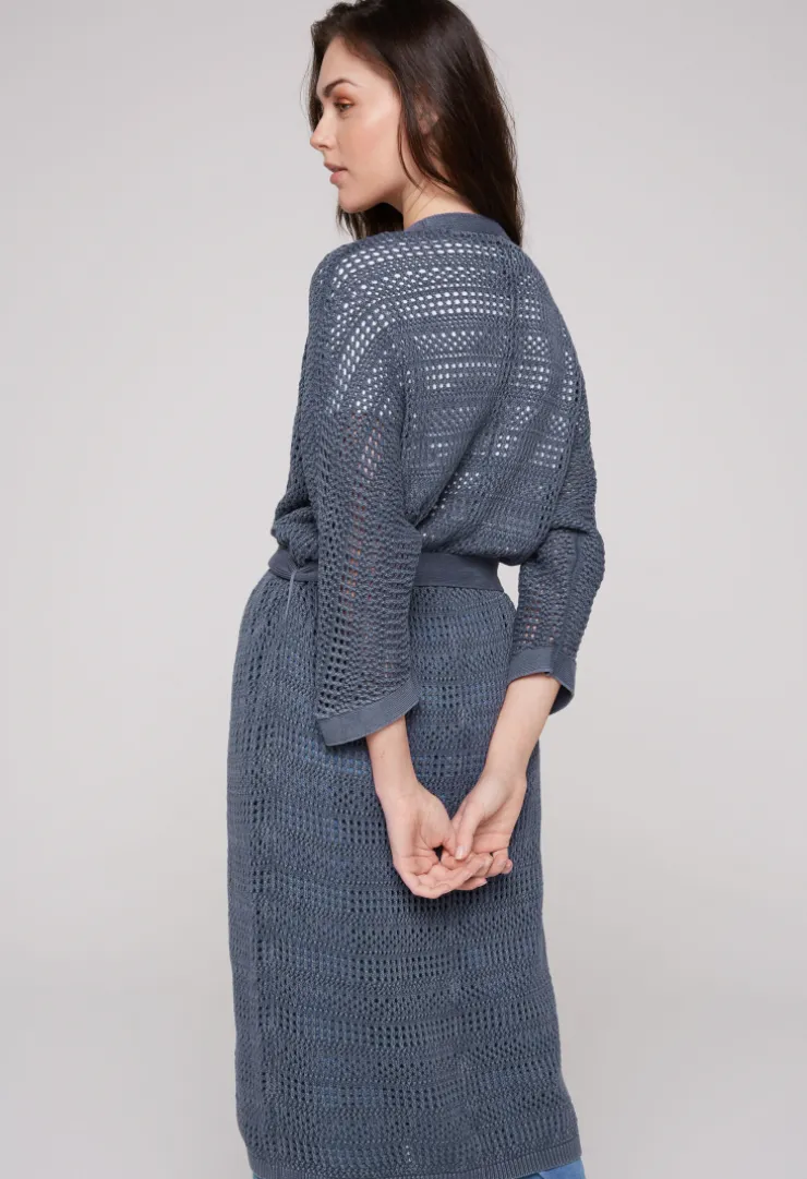 CAMP DAVID & SOCCX Mesh-Cardigan mit Glitzerstein-Wording blueberry Discount