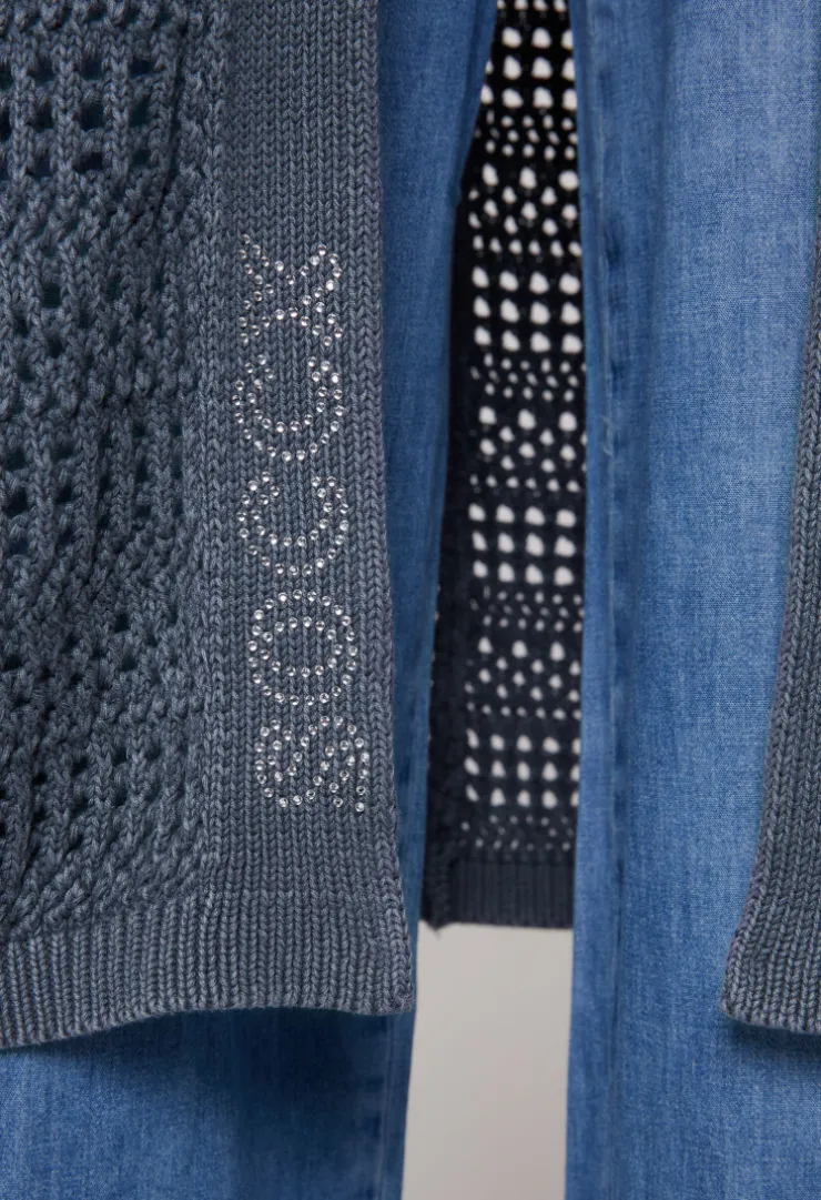 CAMP DAVID & SOCCX Mesh-Cardigan mit Glitzerstein-Wording blueberry Discount