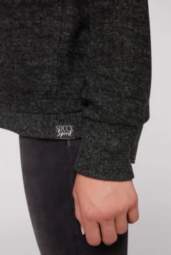 CAMP DAVID & SOCCX Offener Kurz-Cardigan mit Kapuze black melange blackmelange Sale