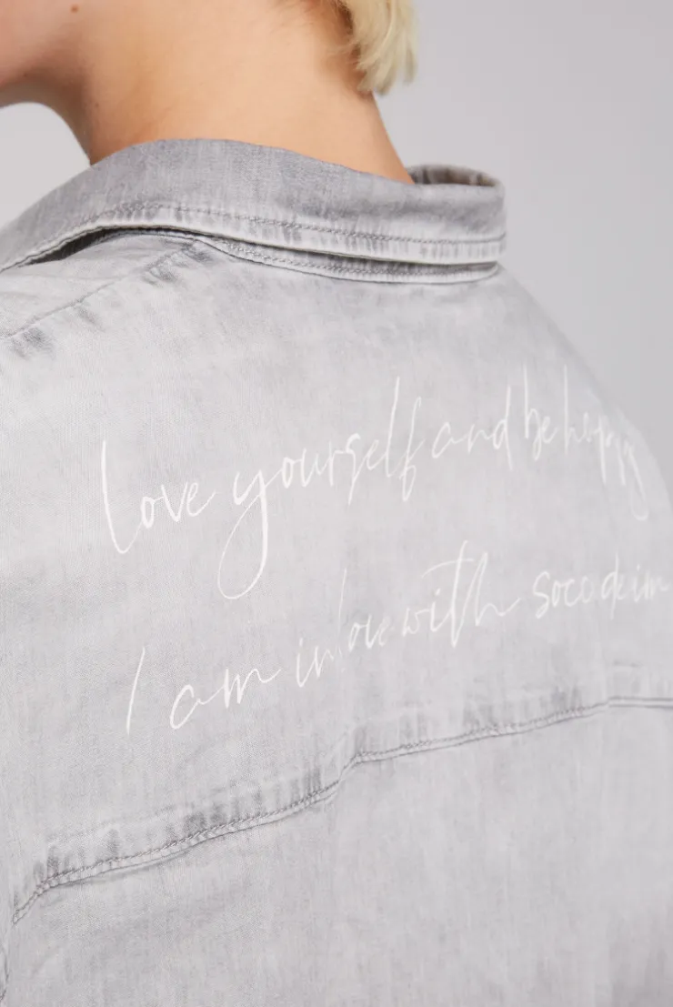 CAMP DAVID & SOCCX Oversized Denim-Bluse mit Print light grey bleached lightgreybleached Best Sale