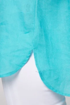 CAMP DAVID & SOCCX Oversized Leinenbluse mit Logostickerei lagoon blue lagoonblue Flash Sale