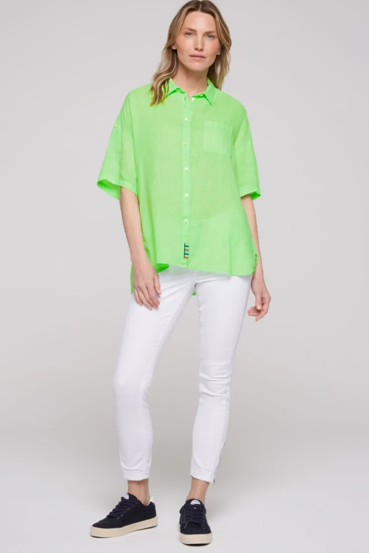 CAMP DAVID & SOCCX Oversized Leinenbluse mit Logostickerei fresh lime freshlime Best