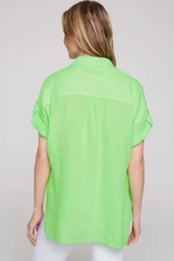 CAMP DAVID & SOCCX Oversized Leinenbluse mit Logostickerei fresh lime freshlime Best