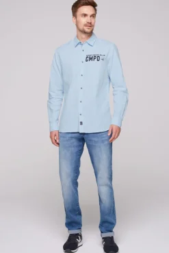 CAMP DAVID & SOCCX Oxford-Langarmhemd mit Logo-Stickereien summer blue summerblue New
