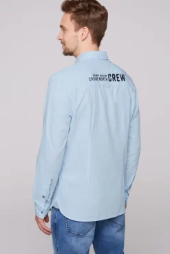 CAMP DAVID & SOCCX Oxford-Langarmhemd mit Logo-Stickereien summer blue summerblue Hot