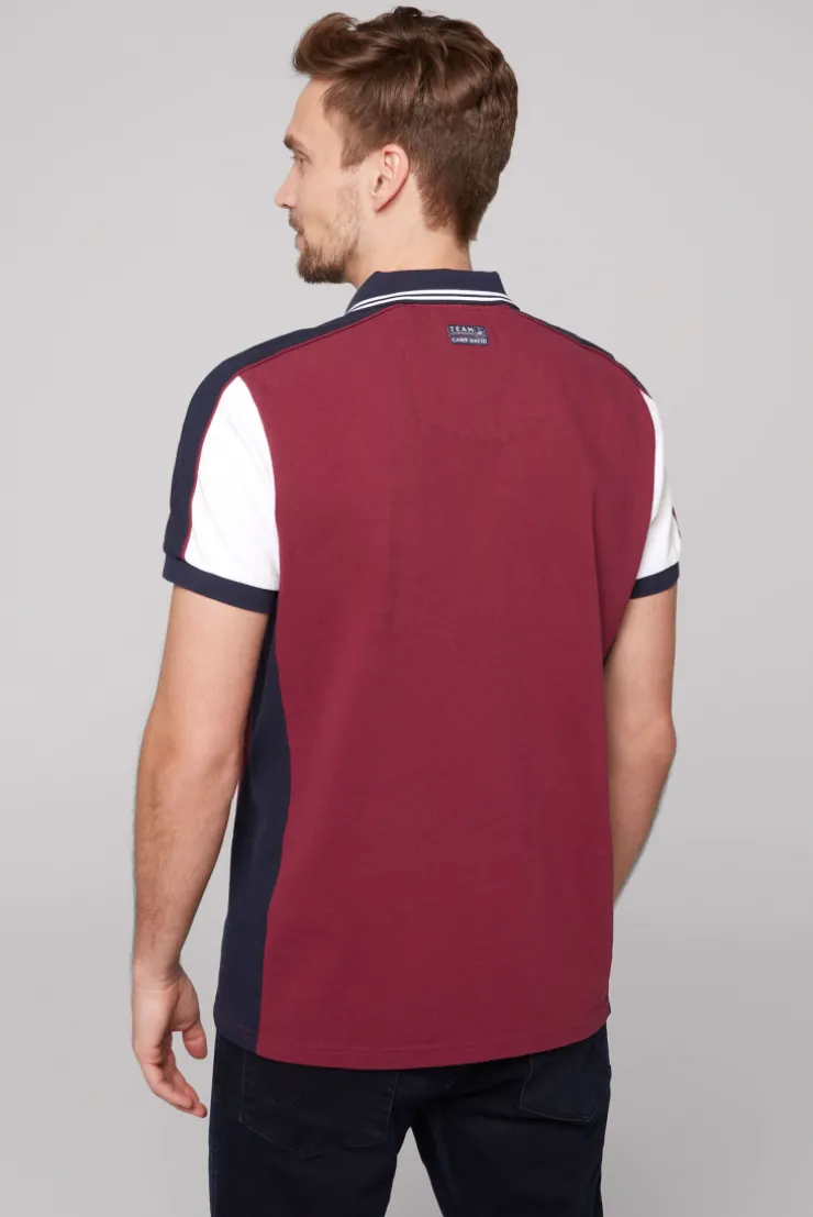 CAMP DAVID & SOCCX Pikee-Polo mit Color-Blocking und Artwork burgundy Cheap