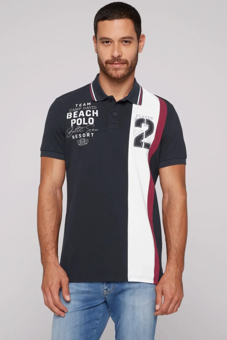 CAMP DAVID & SOCCX Pikee-Polo mit Color-Blocking und Artwork blue navy bluenavy Sale
