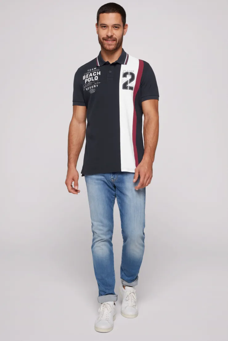 CAMP DAVID & SOCCX Pikee-Polo mit Color-Blocking und Artwork blue navy bluenavy Sale